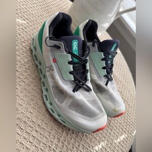 On Running Men's White and Teal Athletic Shoes